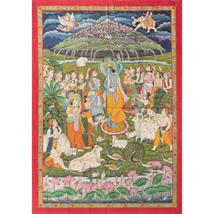 Tapisserie murale en coton vert style Pichwai Art avec motif de Noël pour l'extérieur, fabriquée en corde de coton - Product Image 4