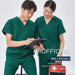 Ensembles de gommage à col en V, uniformes d'hôpital en matériau extensible avec logo personnalisable - Product Image 2