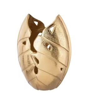 Venta al por mayor moderno atento florero de Metal de color dorado ramas de hojas hogar boda y restaurante Decoración de mesa sostenible - Product Image 5