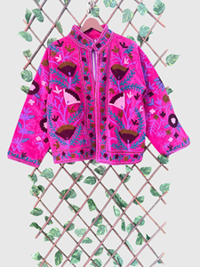 Veste à col mandarin brodée à la main avec motifs floraux, manches longues, taille plus, vêtements de printemps pour femmes, style chic prairie en velours - Product Image 2