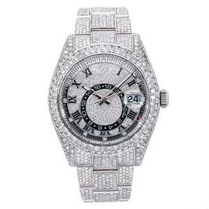 Dernière montre de style Hip Hop à cadran noir et blanc avec design mécanique avec diamants en moissanite blanche et noir - Product Image 1