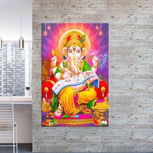 Toile murale imprimée Lord Ganesha : Décoration indienne, cadeau, toile emballée - Product Image 1