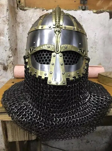 Étiquetage privé Casque d'armure métallique robuste conçu pour les reconstituteurs de batailles mettant en valeur une protection de guerrier robuste et durable - Product Image 2