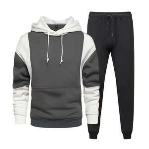 Survêtement de jogging pour hommes veste à fermeture éclair pantalon de course ensemble deux pièces à capuche zippé survêtements personnalisés - Product Image 2