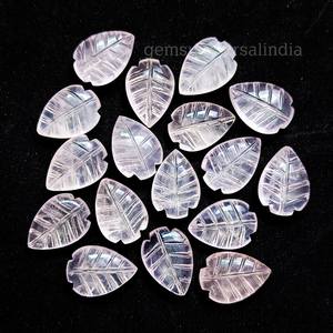 พลอยรูปทรงใบสีโรสควอตซ์ลูกปัดเรียบสีกุหลาบธรรมชาติลูกปัดแกะสลักด้วยมือลูกปัดกุหลาบควอตซ์การทำเครื่องประดับ14มม. - Product Image 1