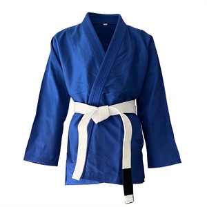 Costume de Judo Brésilien pour Adultes et Enfants Professionnel BJJ GI en Bleu Blanc Noir-Taille Personnalisée-100% Coton Respirant" - Product Image 1