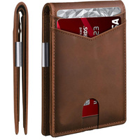 Dompet Kulit Perak Solid Sederhana Anti Air Portabel Pria Fashion Penutup Ritsleting Penjepit Uang Kantong Kartu Katun Organik