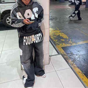 New 2026 Fashion Vintage Customize <b>Applique</b> Distressed Embroidery Logo Sun Fade Streetwear Acid Wash Premium Quality Tracksuit - Product Image 2