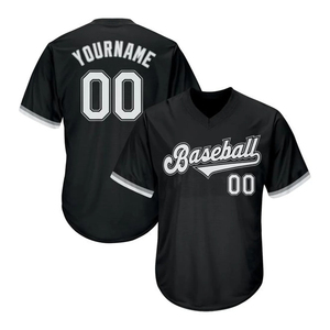 Maillot de baseball bleu de qualité supérieure à prix d'usine maillots de baseball d'équipe à manches courtes et col en V avec logo - Product Image 1