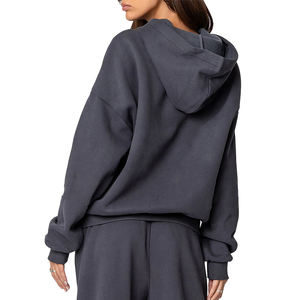 เสื้อมีฮู้ดสำหรับผู้หญิงสุดฮอตผ้าฝ้าย100% พรีเมี่ยมดีไซน์โอเวอร์ไซส์พร้อมสายรัดที่ปรับได้น้ำหนักได้450 GSM - Product Image 3