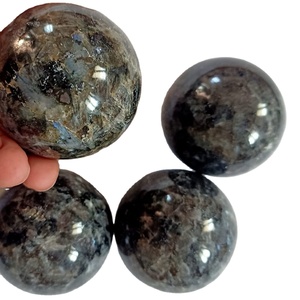 Boule de Larvikite Naturelle Polie, Sphère de Cristal Noir-Gris, Pierre Gemme pour la Méditation, la Terre et la Spiritualité, Collection Cadeau - Product Image 1