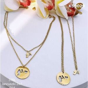 VIKILADY 316L Stainless Steel <b>Fine</b> <b>Jewelry</b> <b>Set</b> 585 Gold Plated Separable Mother-Child Necklace - Product Image 1