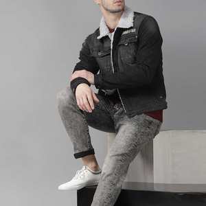 Factory Cheap Price Mid Weight Men's <b>Jeans</b> Jacket Heavy Cotton Inner Wool Material Hip Hop Trendy Faux Fur <b>Jeans</b> Jacket - Product Image 4