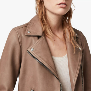 Chaqueta de cuero de mujer personalizada de alta calidad diseño largo elegante venta al por mayor Venta caliente - Product Image 4