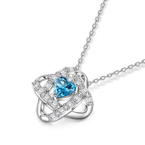 สร้อยคอ Jeulia Love Knot ประดับพลอยประจำเดือนเกิด ทำจากเงินสเตอร์ลิง ชุบโรเดียมสีโรสโกลด์ - Product Image 3