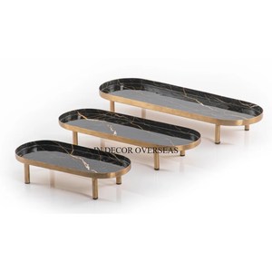Bandeja de servicio de metal resistente de forma ovalada de diseñador único de color negro de aspecto elegante DE LA India a precio competitivo - Product Image 1