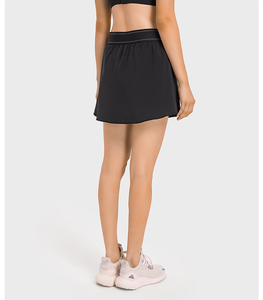 Jupe de tennis rose pour femmes avec poches, taille élastique, évacuation de l'humidité, vêtements de sport d'été - Product Image 3