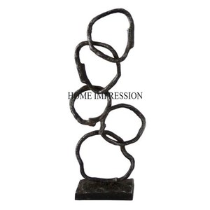 Escultura hecha de metal resistente chapada en oro de diseñador atractivo inspirado en arte vintage rústico de proveedor indio a bajo precio - Product Image 5