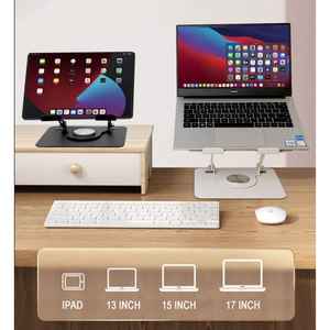 Support pour ordinateur portable en alliage d'aluminium pliable et rotatif à 360°, réglable pour les ordinateurs portables de moins de 17 pouces, utilisation à domicile ou au bureau - Product Image 3