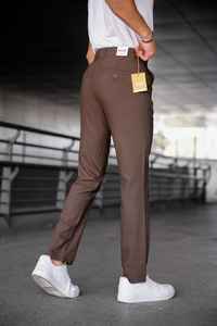 Pantalon Homme Bleu Marine Coupe Régulière Imperméable Stretch Décontracté Smart Office Taille Elastique Fermeture Éclair Braguette Plat Droit Coton Hip Hop - Product Image 3