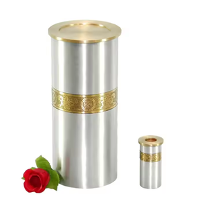 Urnes funéraires décoratives avec aluminium cylindrique en forme de style américain sont offerts en argent et métal coloré meilleure qualité - Product Image 1