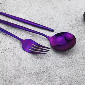 Ensemble de couverts en acier inoxydable durable avec manche arrondi violet pour hôtels, restaurants, cafés, usage quotidien et présentation de table professionnelle en provenance d'Inde - Product Image 6