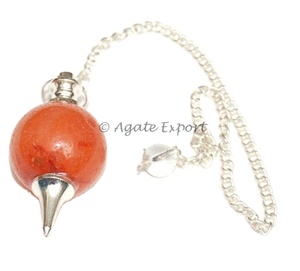 Péndulos de Esferas de Cornalina Roja - Feng Shui Amor, Gemas Talladas y Grabadas para Decoración del Hogar - Product Image 1