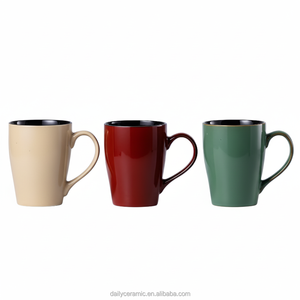 Tazze da Caffè in Ceramica Stoneware 12oz con Logo Personalizzato, Smalto Bicolore, Tazza da Tè in Porcellana con Bordo Dorato per Casa e Ufficio - Product Image 1