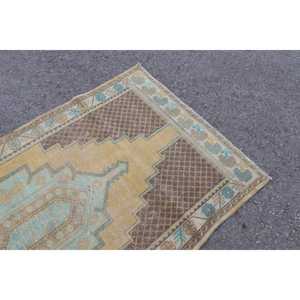 3.7x7.3 ft Rug, Area Turkish Rug, <b>Yellow</b> Striped Rug - Product Image 5