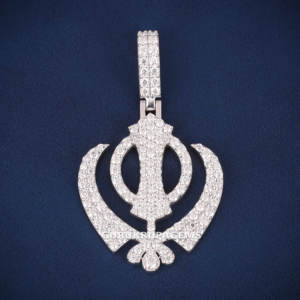 Lujo 925 Plata Khanda colgante Iced Out Moissanite diamante Sikh joyería religiosa personalizado Bling venta al por mayor Hip Hop colgante - Product Image 1
