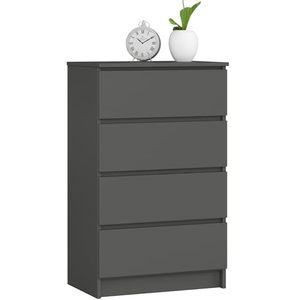 Modern 4-<b>Drawer</b> Dresser Cabinet in Dark Gray for Bedroom Storage - Product Image 2