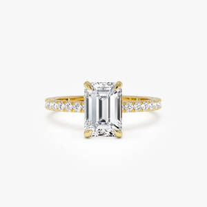 Anillo de Oro de 14K con Diamante Cultivado en Laboratorio, Corte Esmeralda, Halo Oculto, 2.45 Ctw, Color E-F, Claridad VS, Certificado IGI, para Novia - Product Image 2