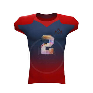 Uniforme de football américain confortable de haute qualité grande taille avec logo personnalisé ensemble de tissu 100% polyester respirant manches courtes - Product Image 3