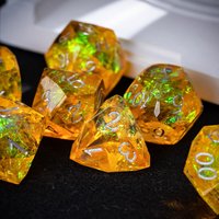 Ensemble de dés en résine faits à la main, personnalisés, polyédriques, à multiples faces et à bords tranchants, pour jeux de rôle (RPG) sur le thème des dragons et des donjons
