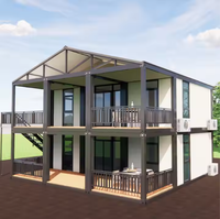 Villa Prefabricada Modular de Acero Portátil de 40 pies y 2 Pisos Personalizada para Hogar Familiar, Hotel, Oficina, Edificio Escolar, Centro Comercial, Apartamento