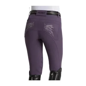 Mallas ecuestres altas para mujer de tamaño personalizado de calidad superior, pantalones de asiento completo de silicona, exportación directa para montar a caballo seguro - Product Image 1