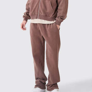 Ensemble survêtement pour homme personnalisé, pantalon de jogging ample, sweat-shirt, pantalon de jogging évasé et sweat-shirt pour homme avec effet délavé à l'acide - Product Image 4