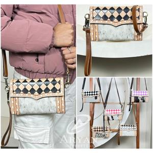 Sac à main long pour femme, style bohème, nouveau modèle, en cuir à carreaux, avec bandoulière, pochette pour téléphone, portefeuille, mini sac à bandoulière - Product Image 1