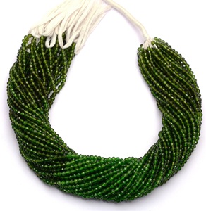 Cuentas de Piedra Natural Multichrome Diopsido Verde de 3mm-4mm, Redondas, Facetadas, Certificadas por Terceros, Hilo de 13 Pulgadas - Product Image 2