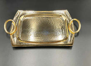 Élégant plateau de service en métal martelé grande assiette pour fromage café thé Desserts fête vaisselle ustensiles de cuisine fournitures articles - Product Image 2