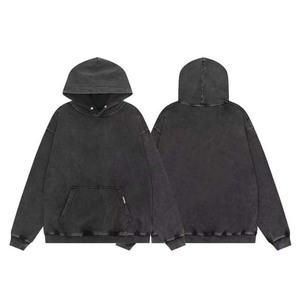 Sudadera con capucha lavada con ácido personalizada para hombre 100% algodón básico pesado 480g impresión digital de gran tamaño para el invierno - Product Image 6