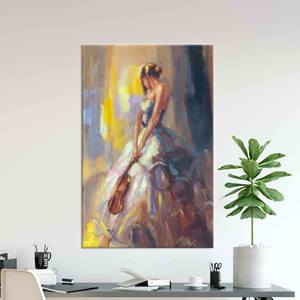 Elegante Lienzo Personalizado con Imagen de Mujer con Violín: Decoración Moderna para Pared, Lienzo Enrollado - Product Image 1