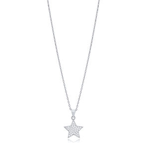 Diseño minimalista de estrella CZ piedra joyería de plata colgante de collar de plata al por mayor joyería fina turca hecha a mano - Product Image 5
