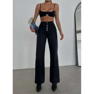 Jeans de Mezclilla Negros con Botones para Mujer - Product Image 2