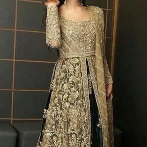 --Elegant--Bridal-<b>Jacket</b>-with-Lehenga-Dress with --Embellished in Crystal Glass Beads Stone Work <b>for</b> <b>Wedding</b>=2021... - Product Image 3