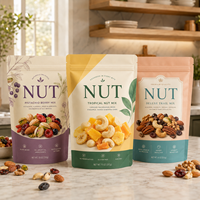 Sachets Doypack Personnalisés avec Logo pour Fruits Secs, en Mylar Mat, Refermables avec Fermeture Zip, pour Mélange de Noix, Amandes, Noix de Cajou, Snacks 100g 250g