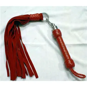 HMB-517B皮革牛鞭鞭子旋转鞭子红色软麂皮尾巴束缚皮革鞭子链条款式