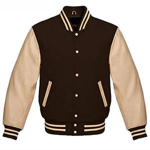 Manteau Letterman d'hiver personnalisé, tendance, pour l'extérieur, en laine et peau de mouton, avec fermeture éclair, respirant, coupe-vent, doublure en polyester, authentique - Product Image 1