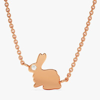 Collier pendentif lapin délicat en or massif 14K/18K avec diamant unique de laboratoire, design luxueux pour femmes