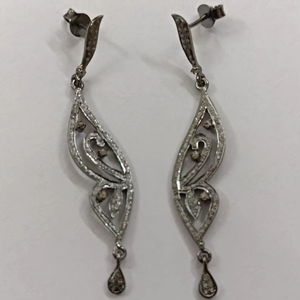 Pave Zircon Papillon Boucles D'oreilles En Laiton Argent Bijoux Faits À La Main Cadeau D'anniversaire Cadeau D'anniversaire De Mariage Pour Elle - Product Image 1